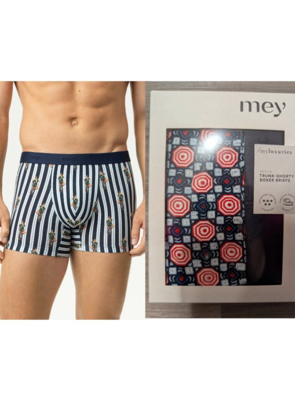mey | Artistic Ornaments Trunk Shorty Boxer Briefs In Tango Red